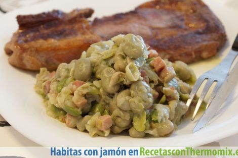 Habitas con jamon Thermomix
