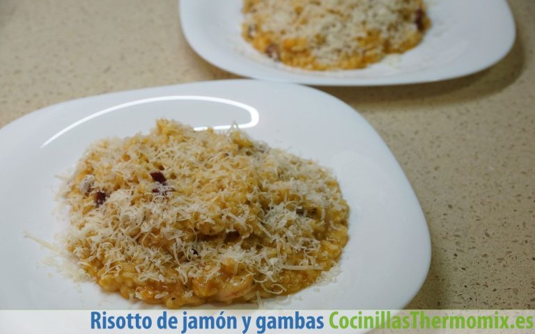 Risotto de jamón y gambas en Thermomix