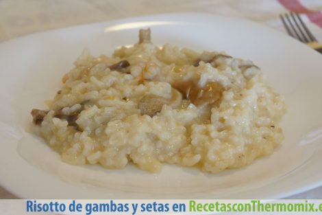 Risotto de gambas y setas con Thermomix