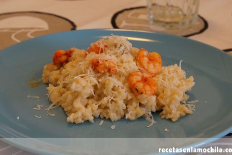 Risotto de gambas y setas