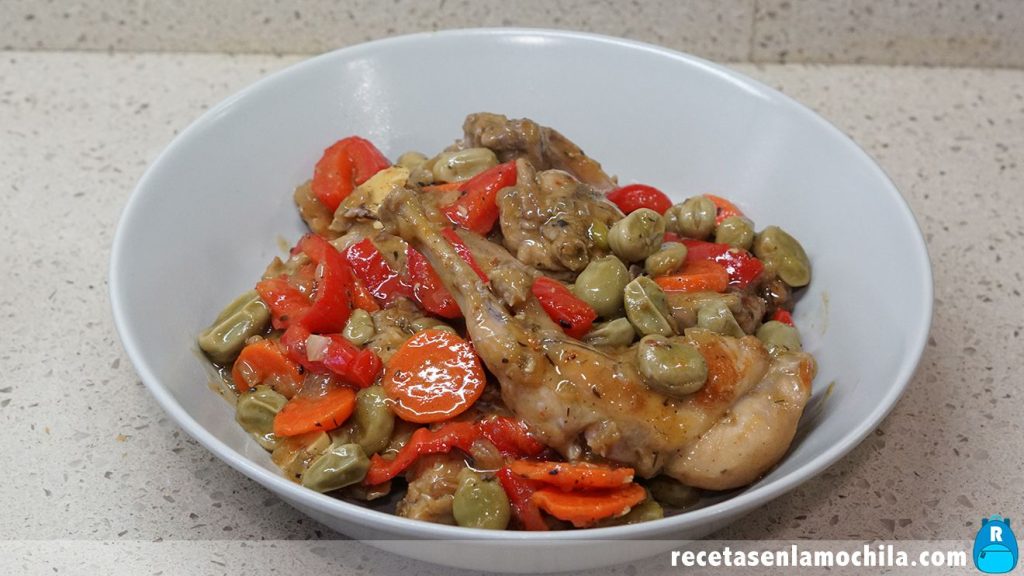 Conejo guisado con verduras