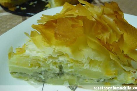 Pastel de patata con queso azul en Thermomix
