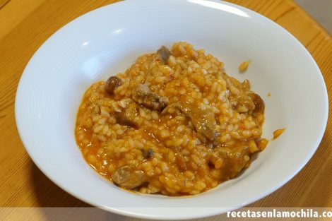 Arroz meloso con solomillo y setas