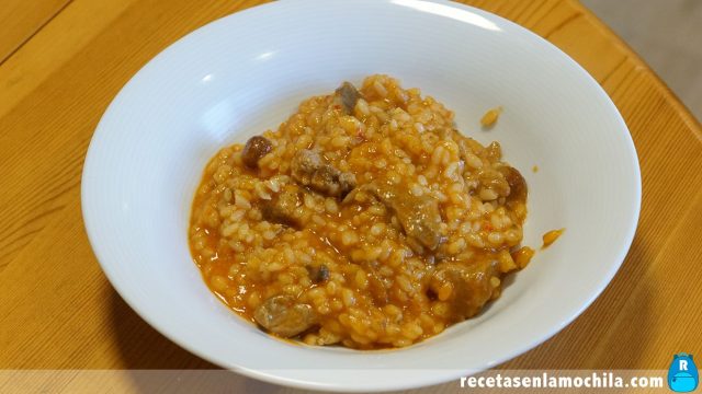 Arroz meloso con solomillo y setas