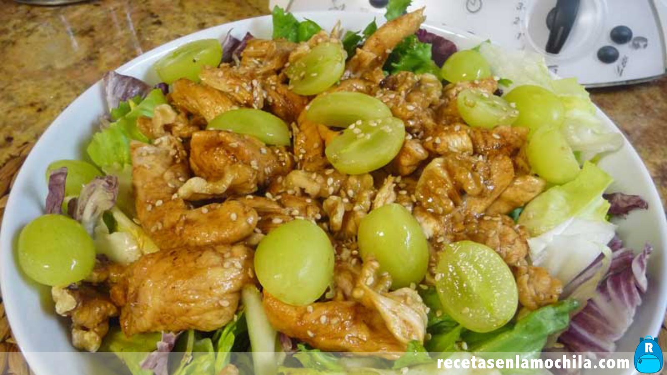 Ensalada templada de pollo con Thermomix